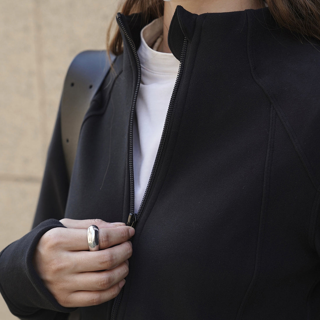 Simple Sporty Stand-up Collar Patchwork Jacket Slim Fit Short Outerwear