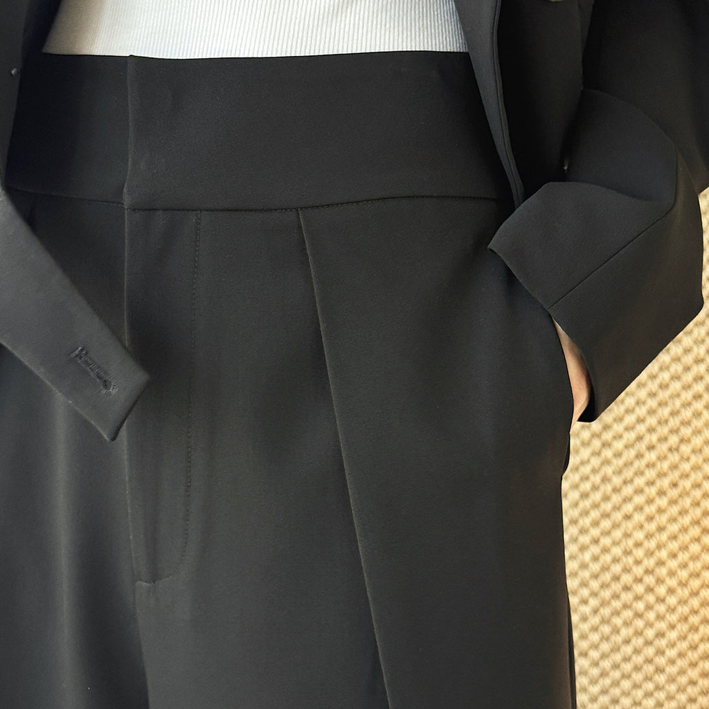 High waist loose fit structured wide leg pants