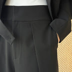 High waist loose fit structured wide leg pants