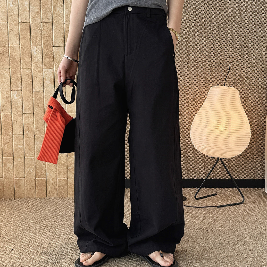 layered wrap pants high waist wide leg cotton loose trousers skirt overlay pants