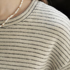 Simple striped loose round neck T-shirt top