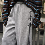 Elastic high waisted side straps and loose wide leg pants