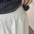 long skirt high waist elastic waist cotton a line midi skirt loose casual solid color skirt
