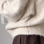 off shoulder lapel knitted loose top sweater