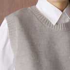 Asymmetric hem solid color round neck knitted vest top