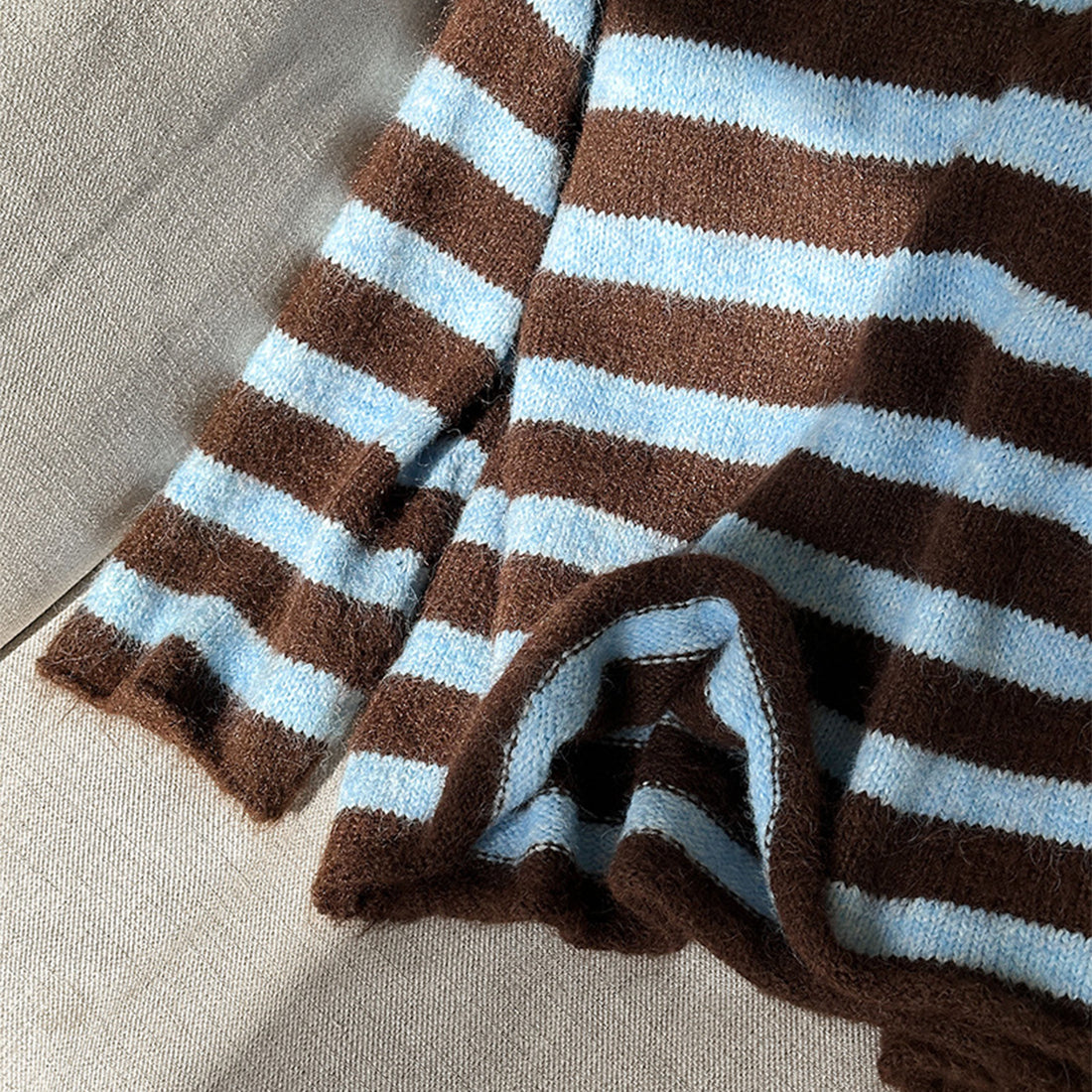 Striped Colorblock Long Sleeve Crewneck Sweater