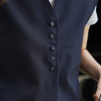 Retro short vest + I-shaped pleated curved trousers set