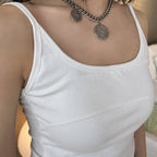 American sporty solid color slim fitting tank top