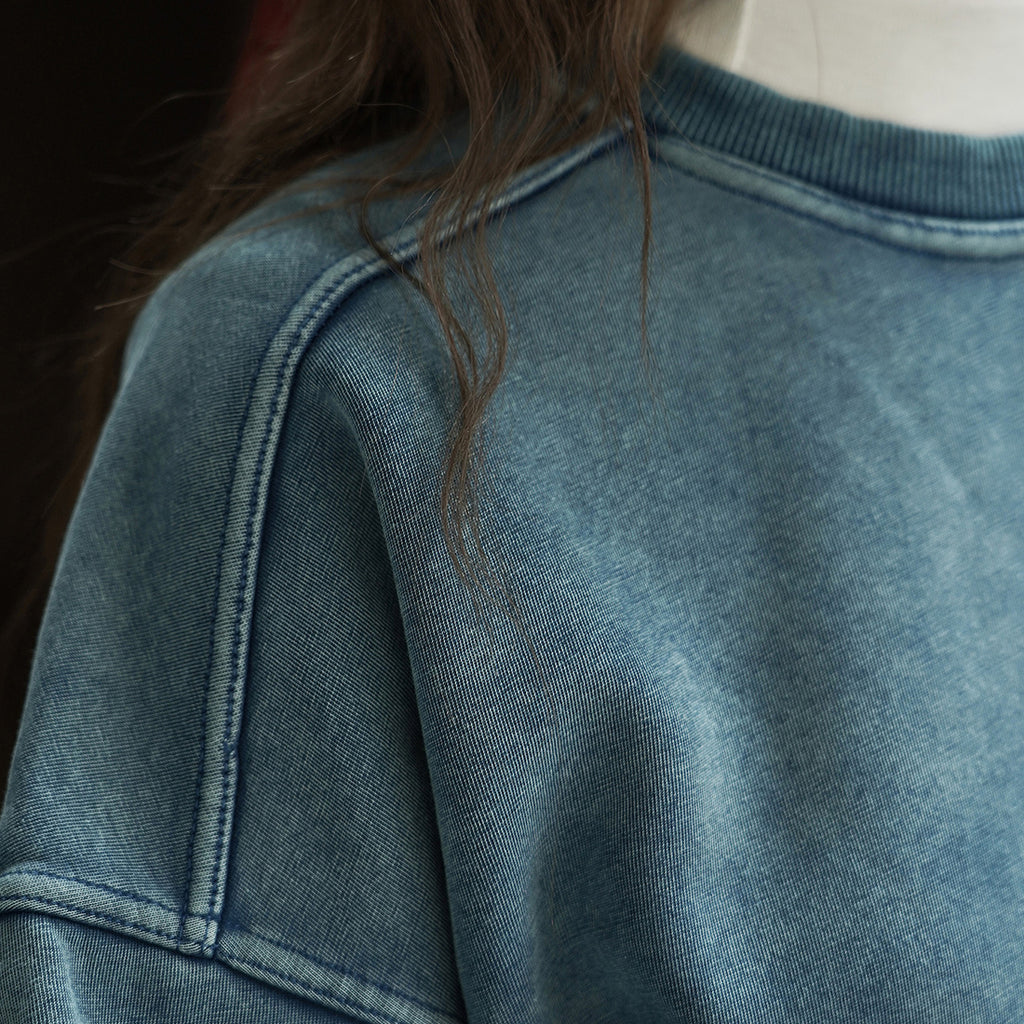 Simple brushed silhouette pullover loose and comfortable sweatshirt