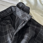 High waisted casual loose plaid wide leg pants