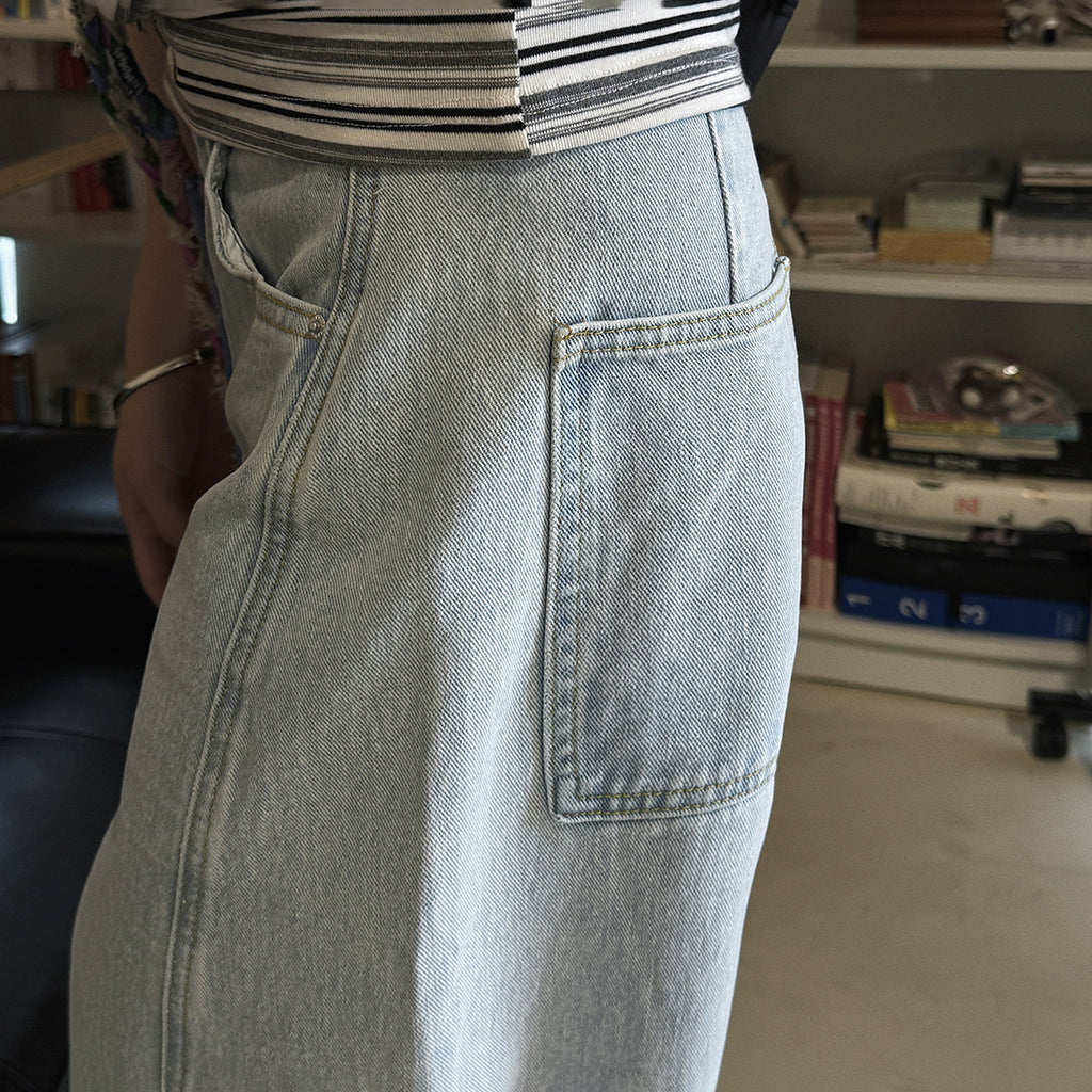 High Waist Cotton Denim Bermuda Shorts Loose Fit Wide Leg Casual Vintage Jeans