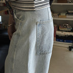 High Waist Cotton Denim Bermuda Shorts Loose Fit Wide Leg Casual Vintage Jeans