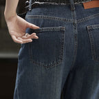 Retro loose wide leg jeans with scarf belt