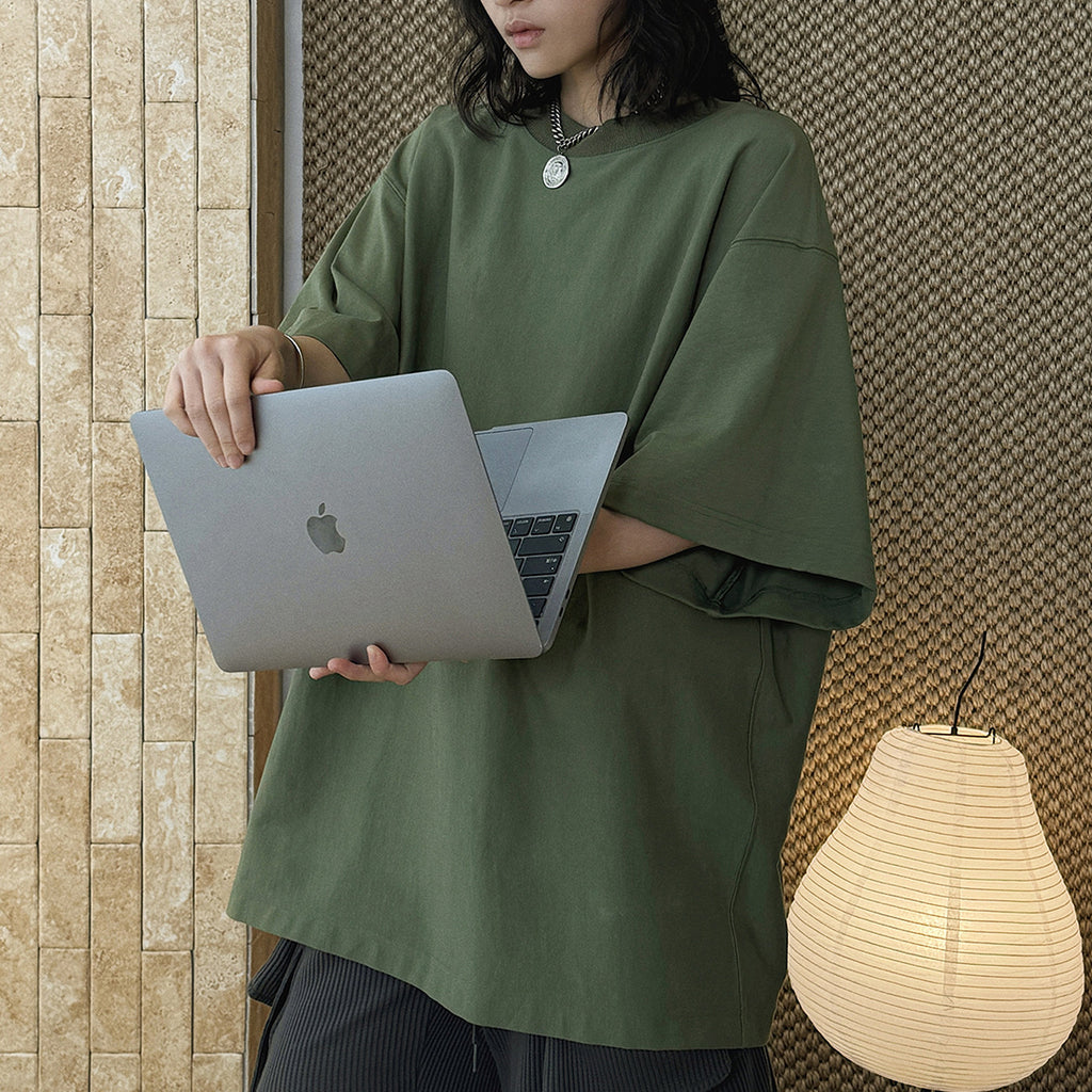 oversized t shirt cotton loose fit short sleeve crew neck casual basic tee top