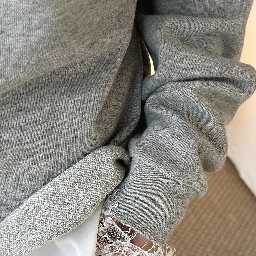 Loose fit round neck long sleeve sweatshirt top