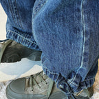 Retro pocket patchwork ripped loose jeans