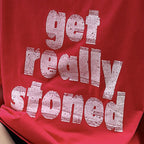 Round neck letter printed shoulder loose T-shirt top