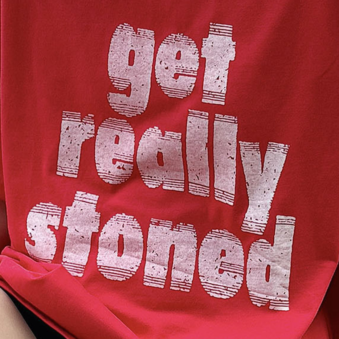 Round neck letter printed shoulder loose T-shirt top