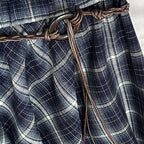 Irregular plaid high waist slimming half body A-line skirt
