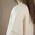 Round neck slightly frayed knitted loose sweater