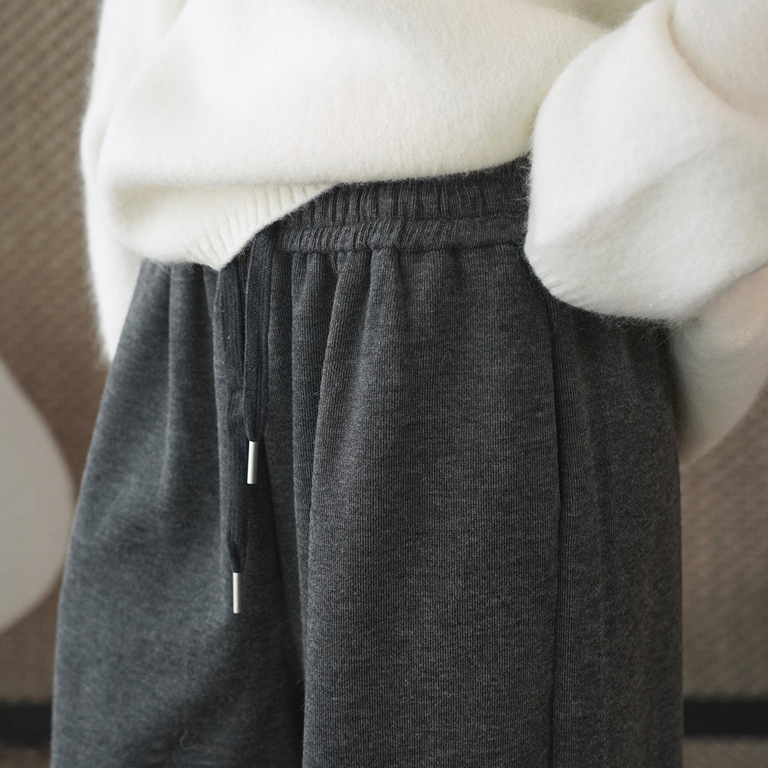 High waisted lotus leaf edge loose wide leg pants