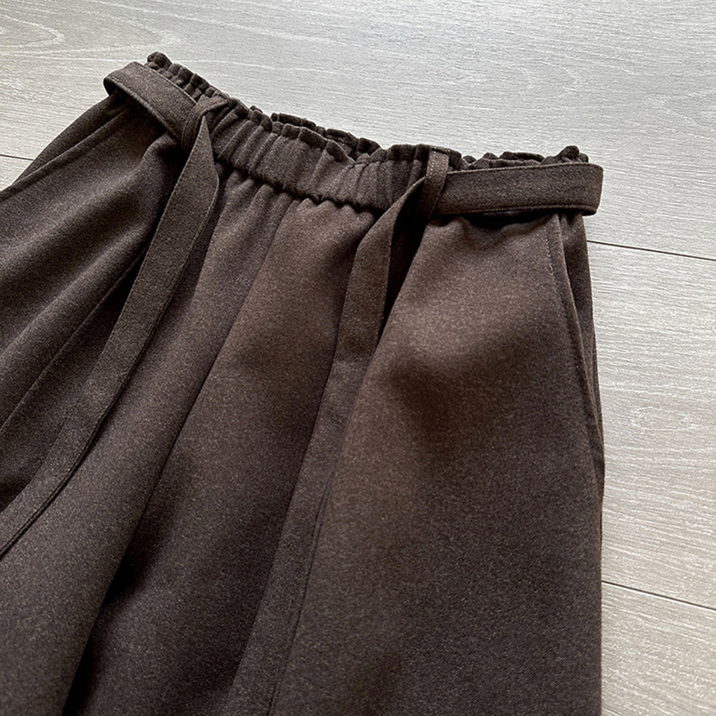 Retro high waist slimming wide leg casual curved knife pants