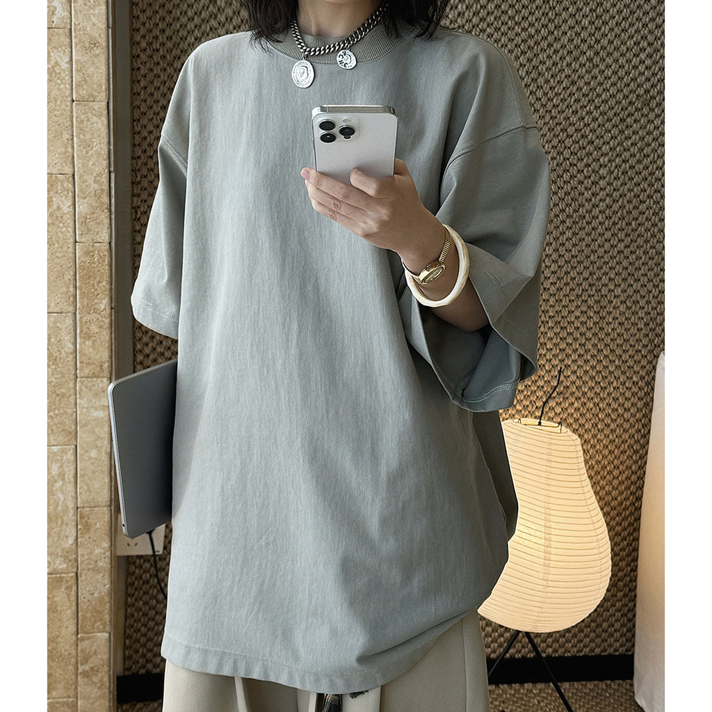 oversized t shirt cotton loose fit short sleeve crew neck casual basic tee top