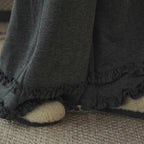 High waisted lotus leaf edge loose wide leg pants