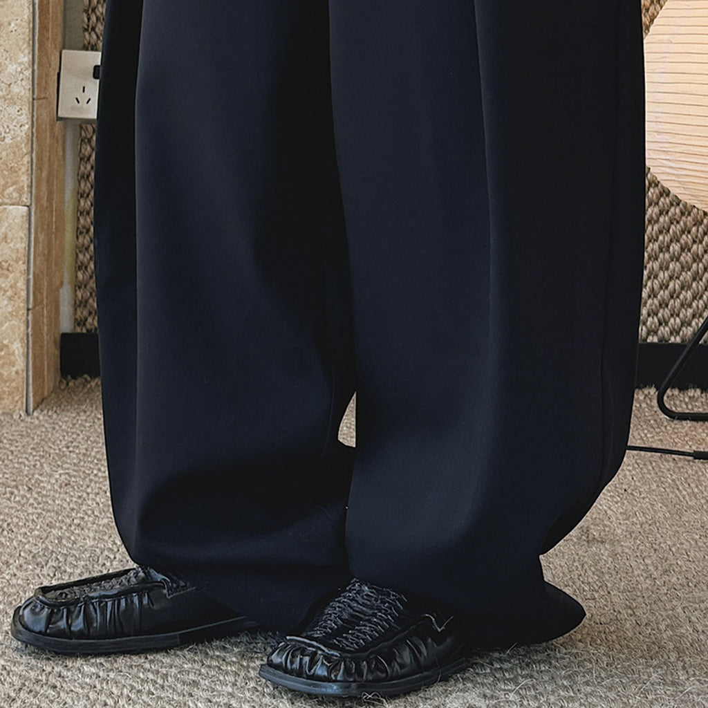 High waist loose fit structured wide leg pants