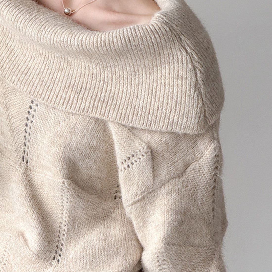 off shoulder lapel knitted loose top sweater