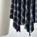 Irregular plaid high waist slimming half body A-line skirt