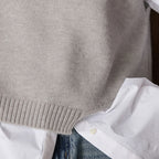 Asymmetric hem solid color round neck knitted vest top