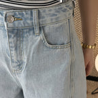 High Waist Cotton Denim Bermuda Shorts Loose Fit Wide Leg Casual Vintage Jeans