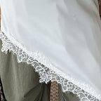 V-neck lace slimming base strap asymmetrical hem top