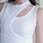 Fake two piece patchwork irregular vest tank top