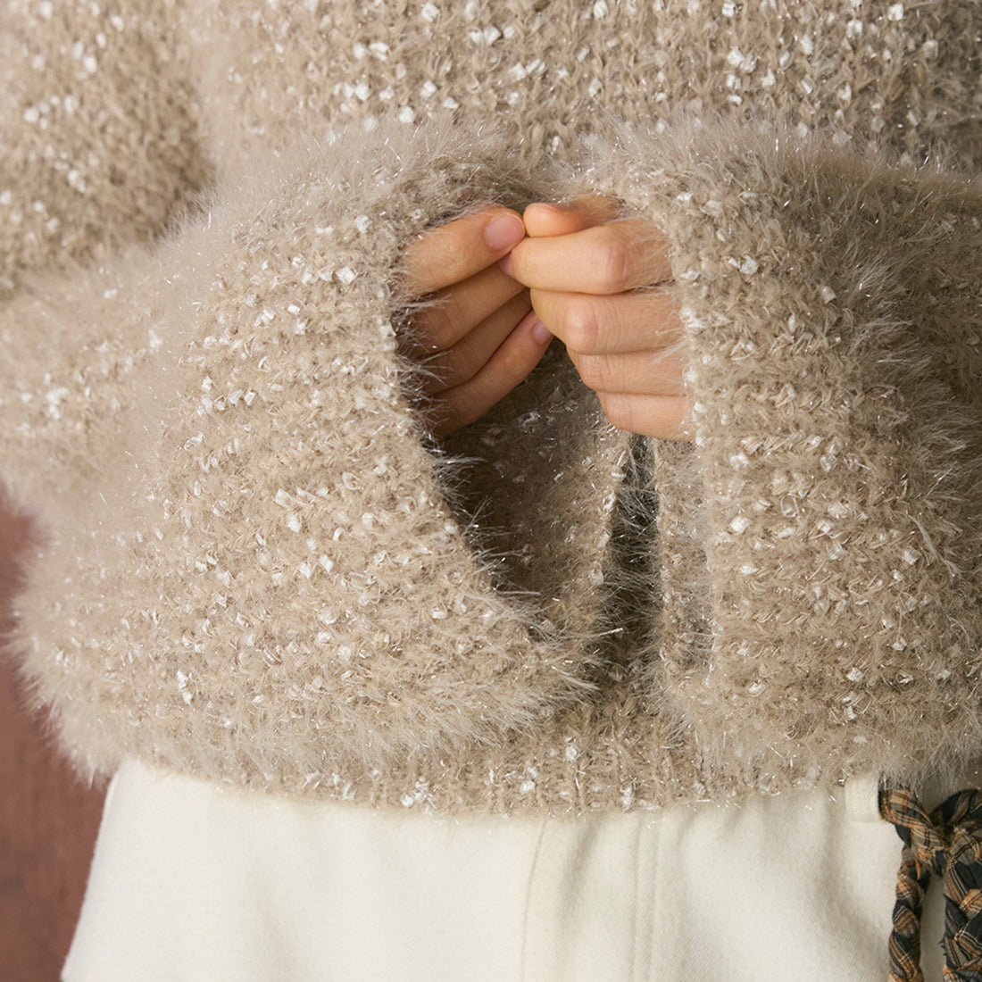 V-neck sparkling diamond long sleeved sweater top