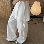 layered wrap pants high waist wide leg cotton loose trousers skirt overlay pants