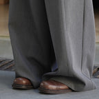 Retro pleated side placket wide leg pants