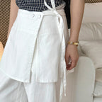layered wrap pants high waist wide leg cotton loose trousers skirt overlay pants