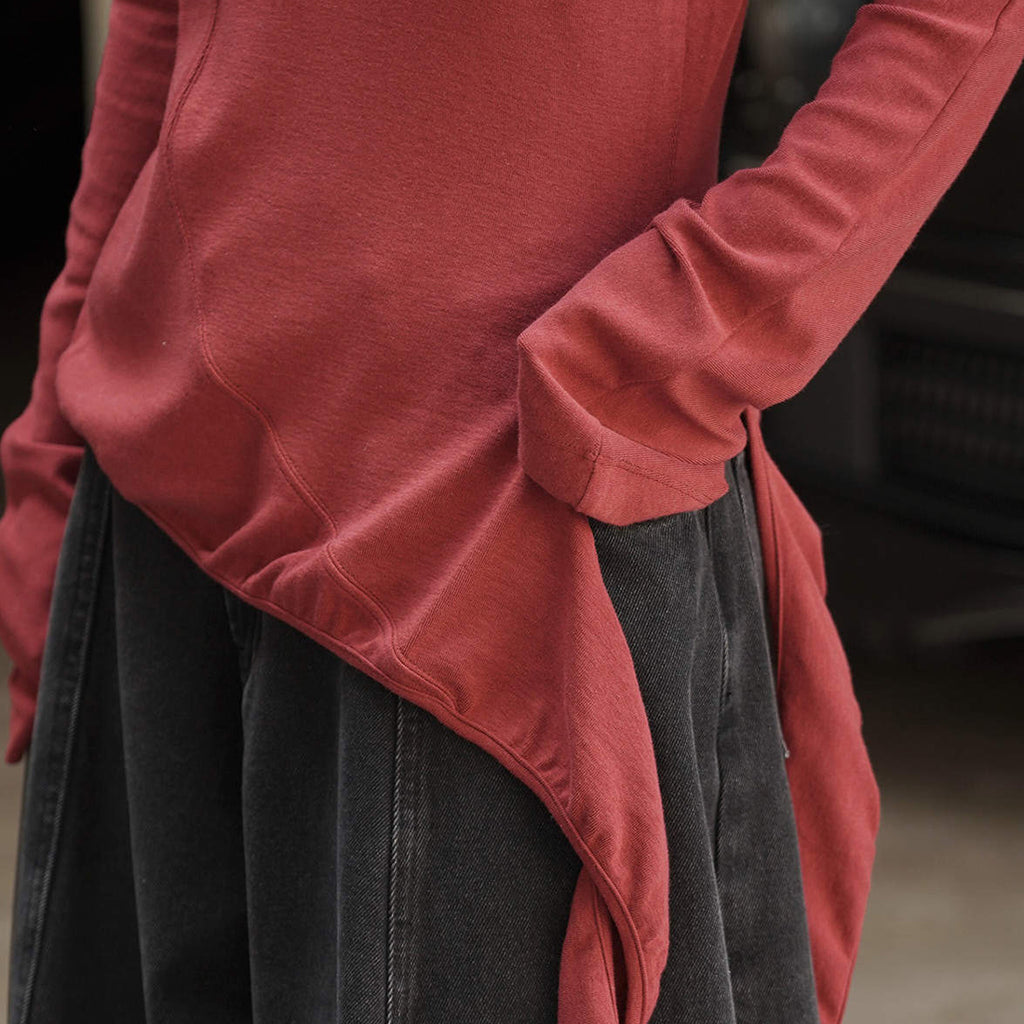 Asymmetric curved strap slim fit top