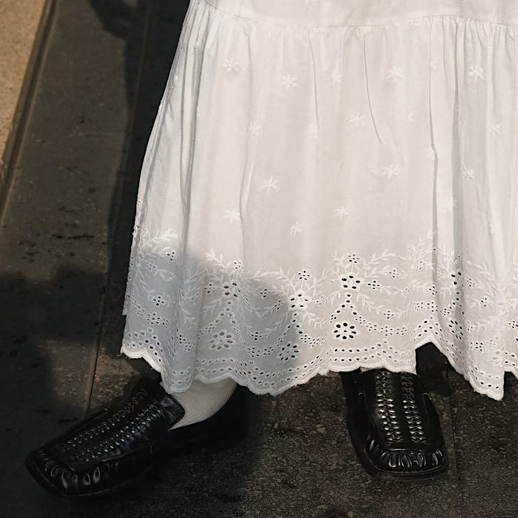 Bohemian floral hollow loose maxi skirt