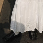 Bohemian floral hollow loose maxi skirt