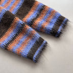 Loose retro contrasting striped sweater with shawl