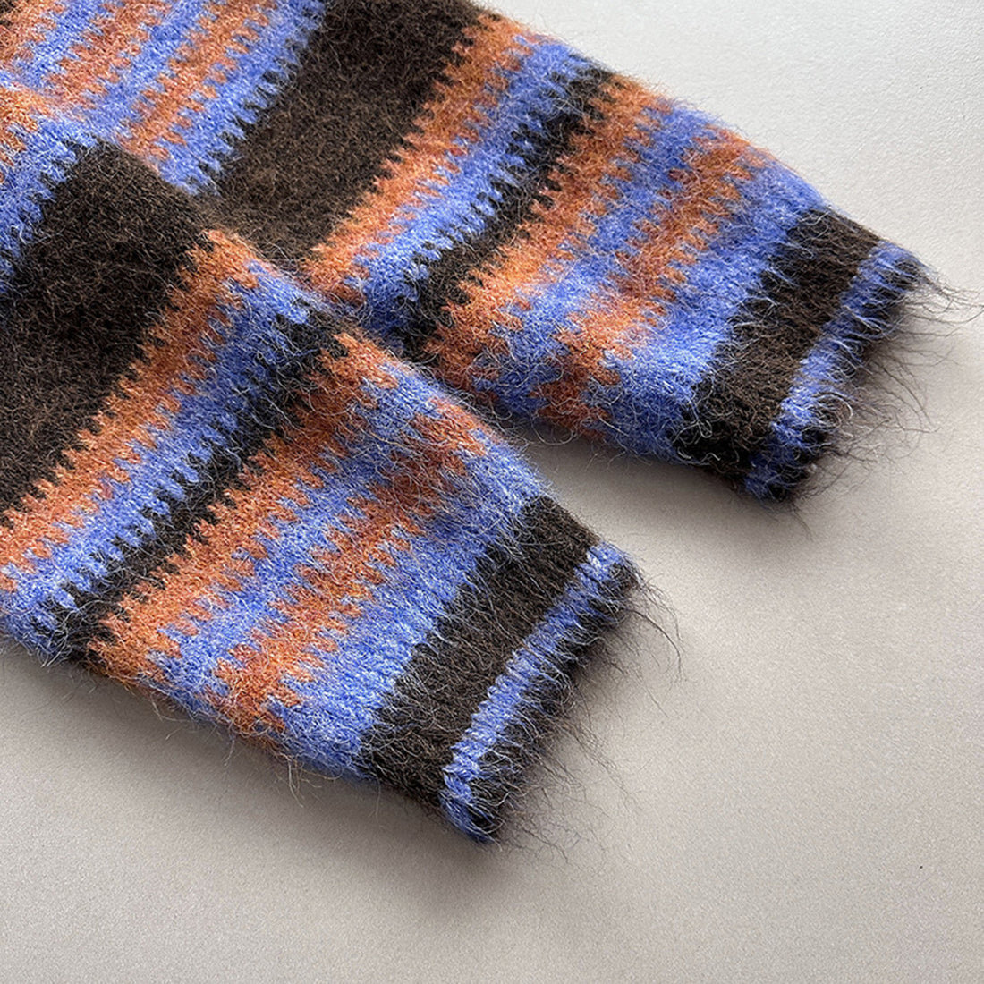 Loose retro contrasting striped sweater with shawl