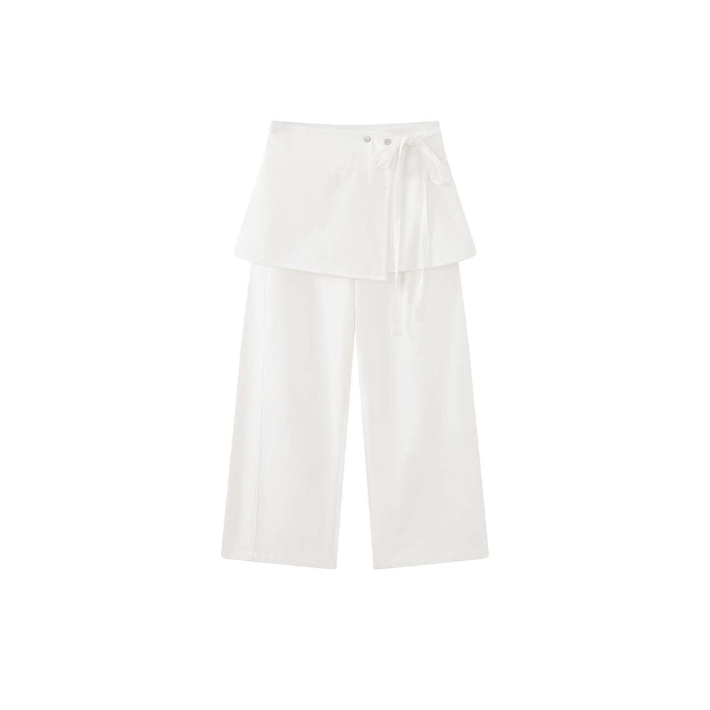 layered wrap pants high waist wide leg cotton loose trousers skirt overlay pants