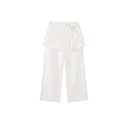 layered wrap pants high waist wide leg cotton loose trousers skirt overlay pants