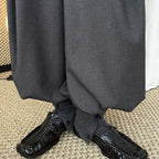 High waist pleated loose fit tapered cuff pants