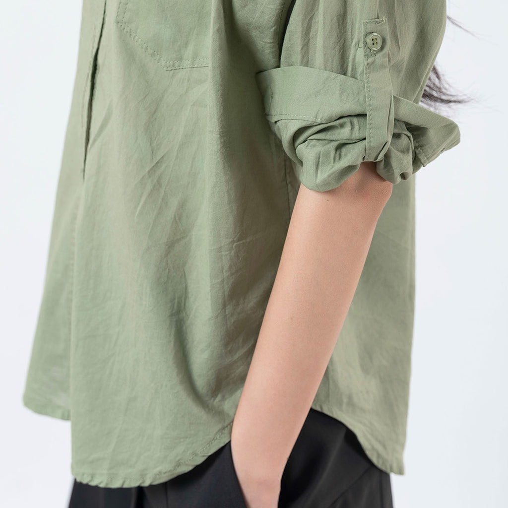 Line splicing loose button up shirt top