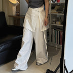 layered wrap pants high waist wide leg cotton loose trousers skirt overlay pants