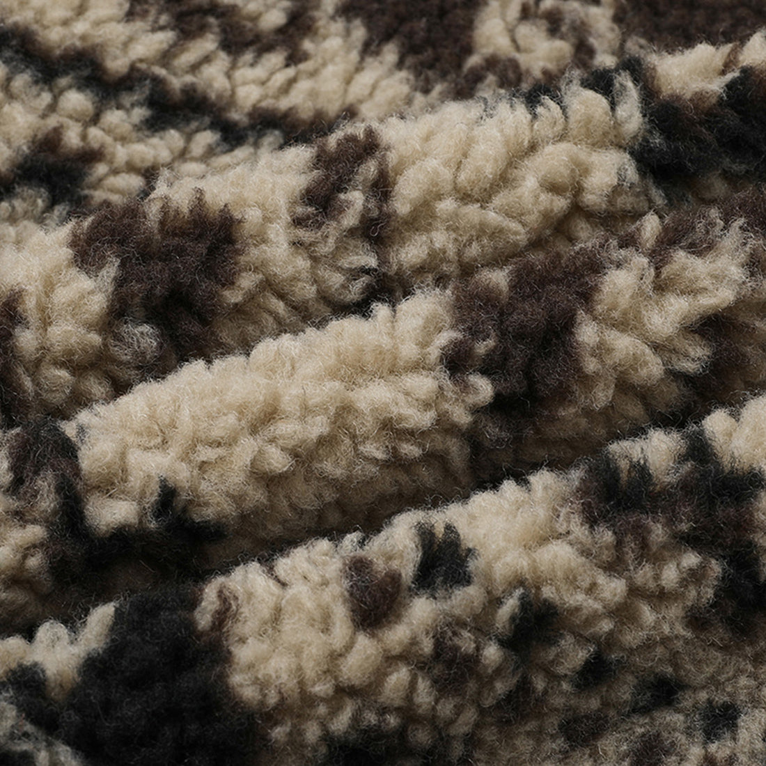 Retro Rolled Leaf Jacquard Lamb Fur Stand-Up Collar Thermal Fluffy Thick Coat